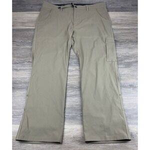 Prana Stretch Zion Pants Mens 40x30 Belted Cargo Roll Snap Outdoors Hiking Khaki